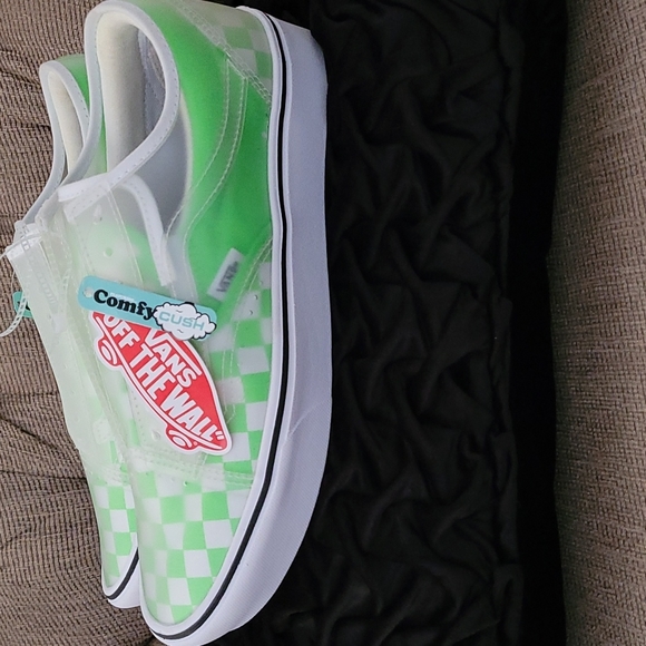 VANS NEON CHECKERED COMFY CUSH LACE UP SNEAKERS - Picture 9 of 14